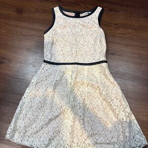 Speechless Cream Lace Dress with Black Trim